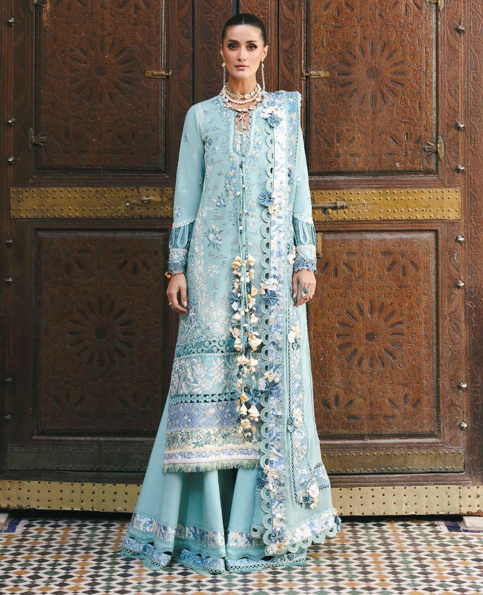 Republic Womens Wear | Reine Luxury Lawn 26 Unstitched Lawn Formal Festive Wear "Blue" D3-A | 3Pcs.