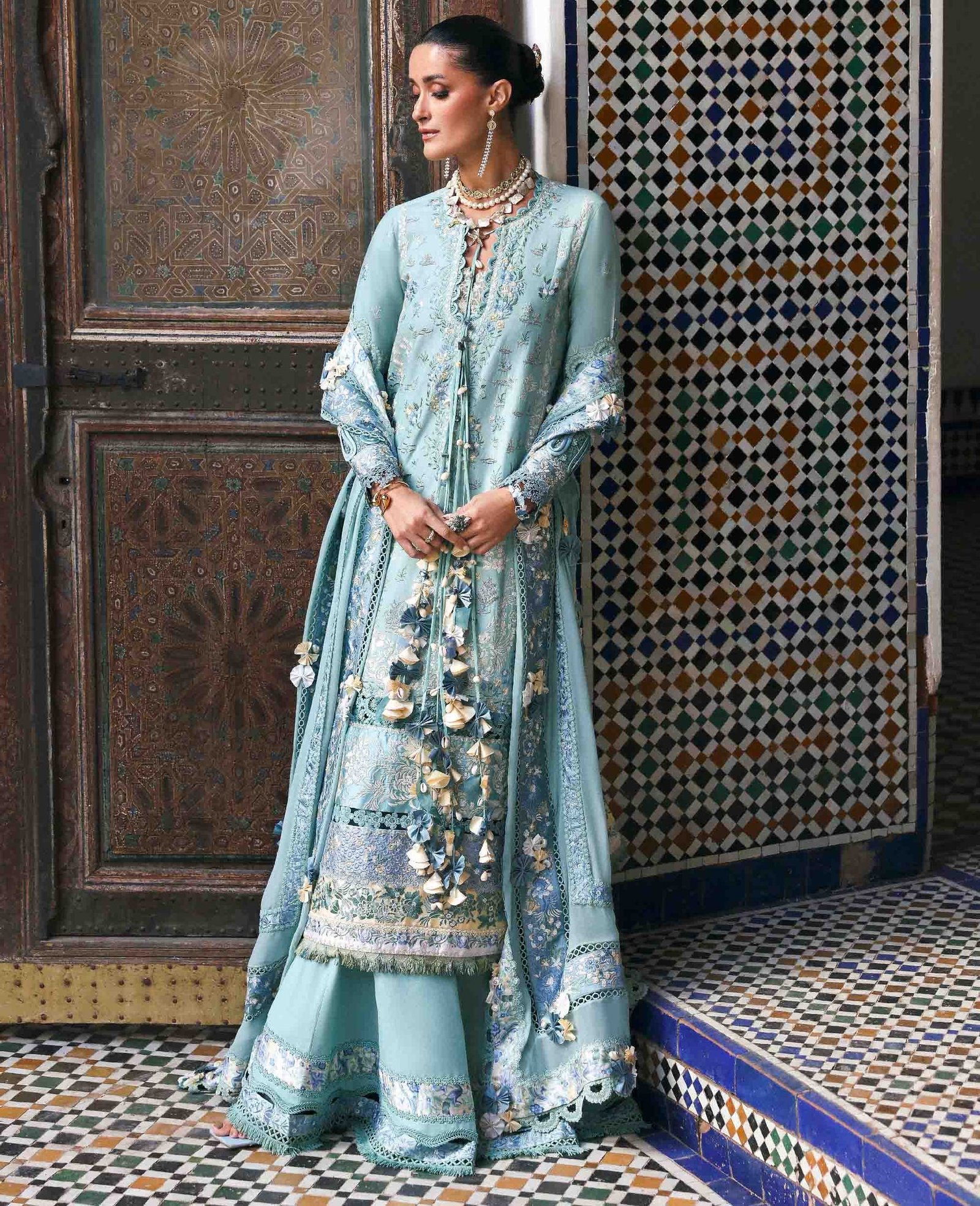 Republic Womens Wear | Reine Luxury Lawn 26 Unstitched Lawn Formal Festive Wear "Blue" D3-A | 3Pcs. - Image 3