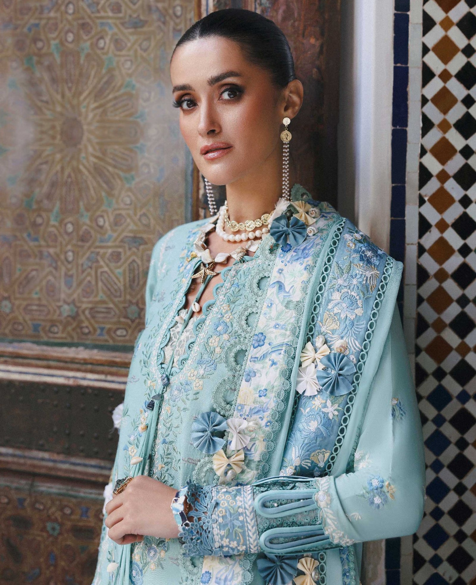 Republic Womens Wear | Reine Luxury Lawn 26 Unstitched Lawn Formal Festive Wear "Blue" D3-A | 3Pcs. - Image 4