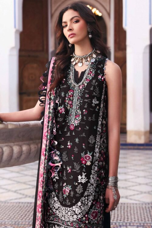 Republic Womens Wear | Reine Luxury Lawn 26 Unstitched Lawn Formal Festive Wear "Black" D3-B | 3Pcs.