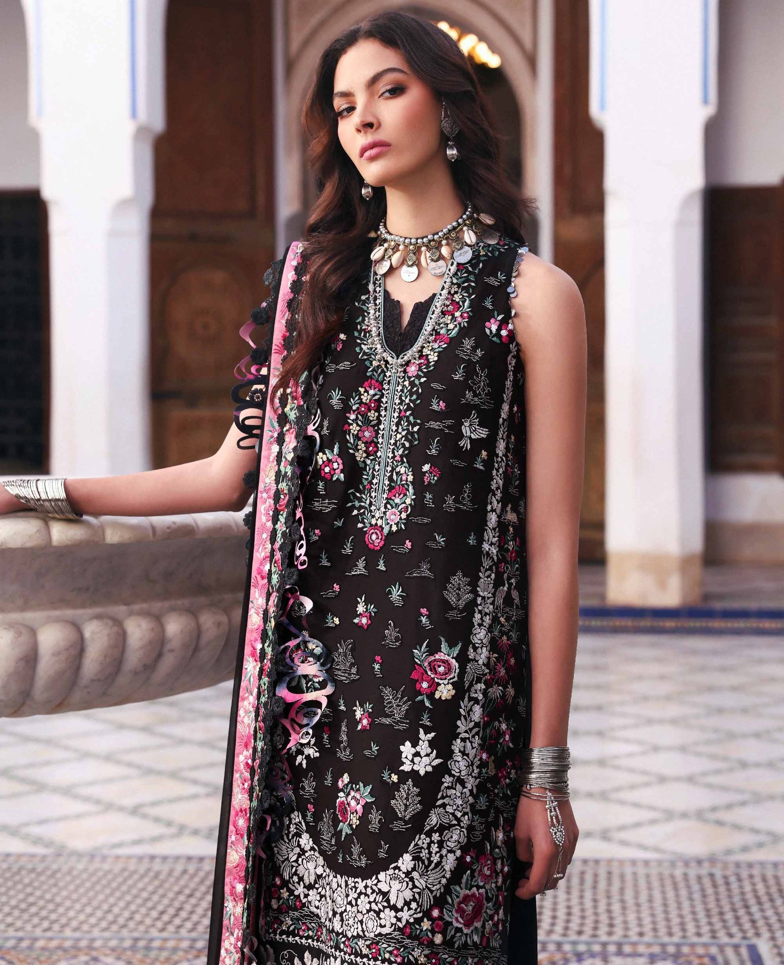 Republic Womens Wear | Reine Luxury Lawn 26 Unstitched Lawn Formal Festive Wear "Black" D3-B | 3Pcs.