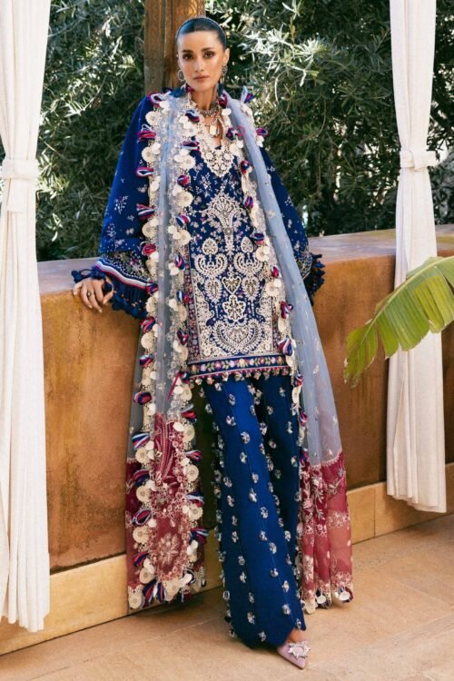 Republic Womens Wear | Reine Luxury Lawn 26 Unstitched Lawn Formal Festive Wear "Blue" D4-A | 3Pcs.