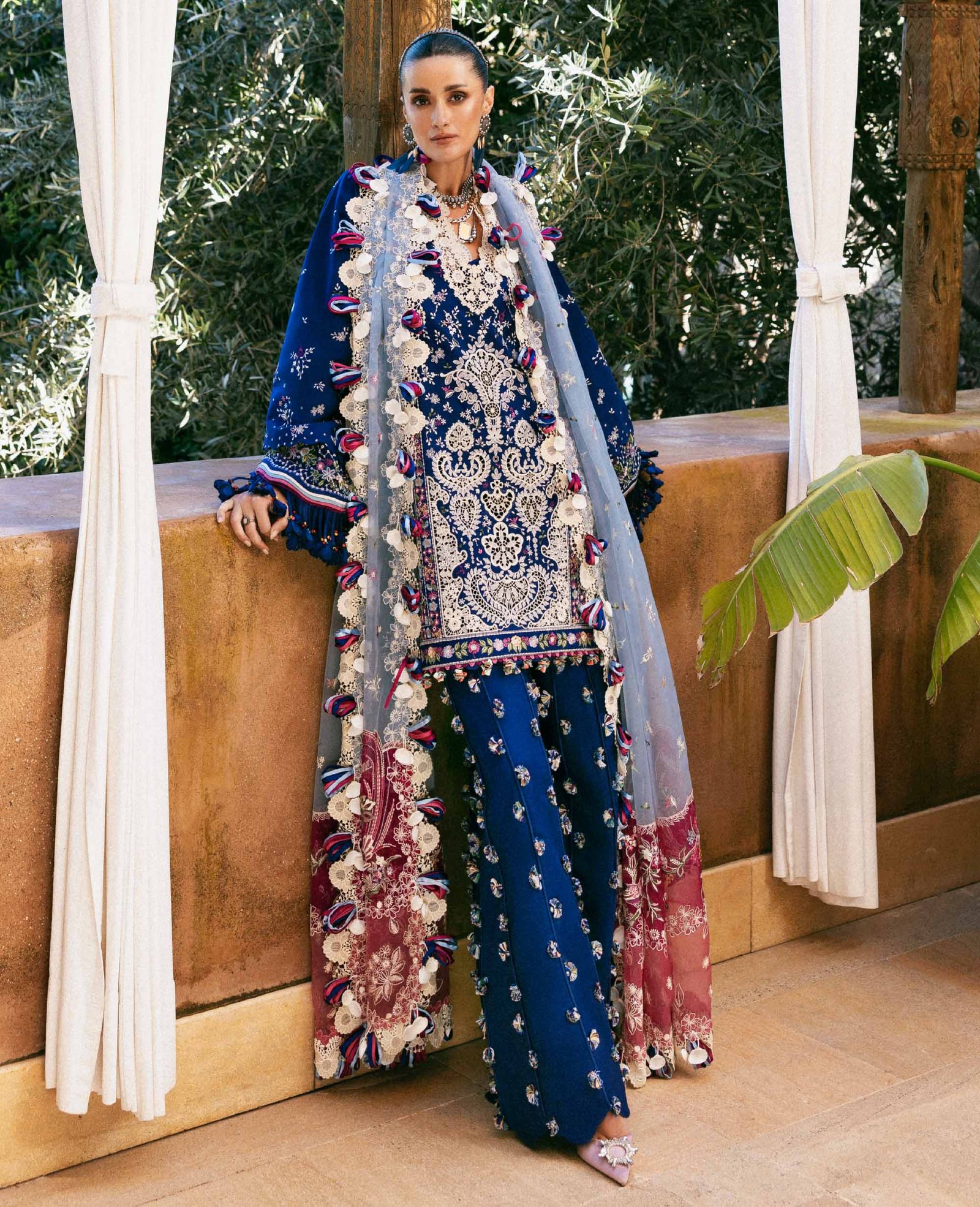 Republic Womens Wear | Reine Luxury Lawn 26 Unstitched Lawn Formal Festive Wear "Blue" D4-A | 3Pcs.