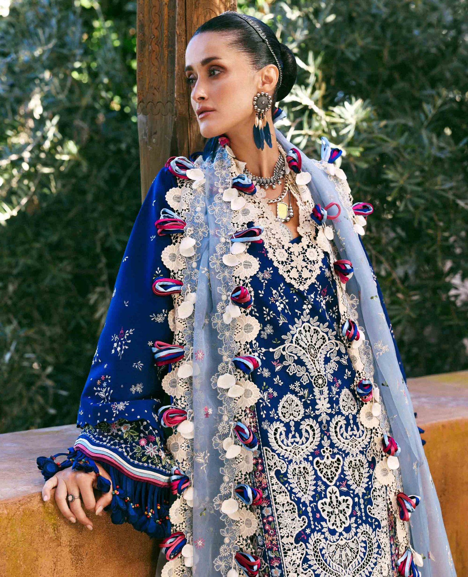 Republic Womens Wear | Reine Luxury Lawn 26 Unstitched Lawn Formal Festive Wear "Blue" D4-A | 3Pcs. - Image 2