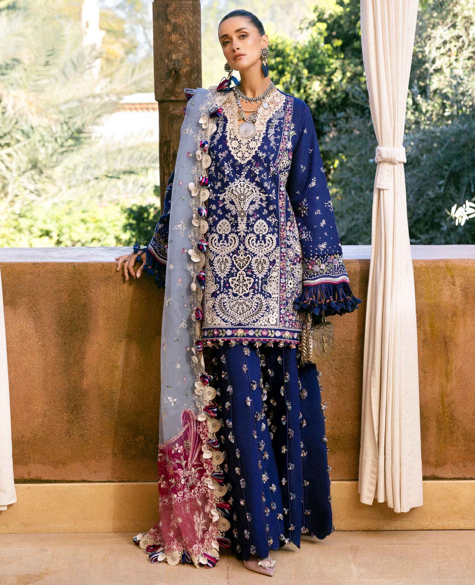 Republic Womens Wear | Reine Luxury Lawn 26 Unstitched Lawn Formal Festive Wear "Blue" D4-A | 3Pcs. - Image 3