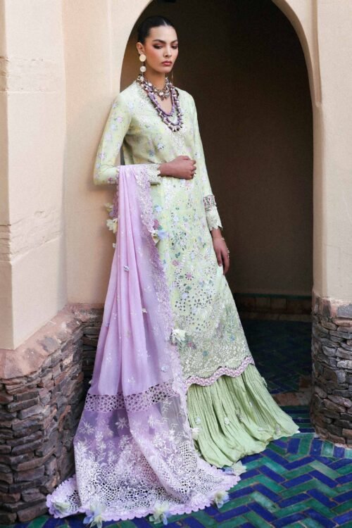 Republic Womens Wear | Reine Luxury Lawn 26 Unstitched Lawn Formal Festive Wear "Green" D5-A | 3Pcs.
