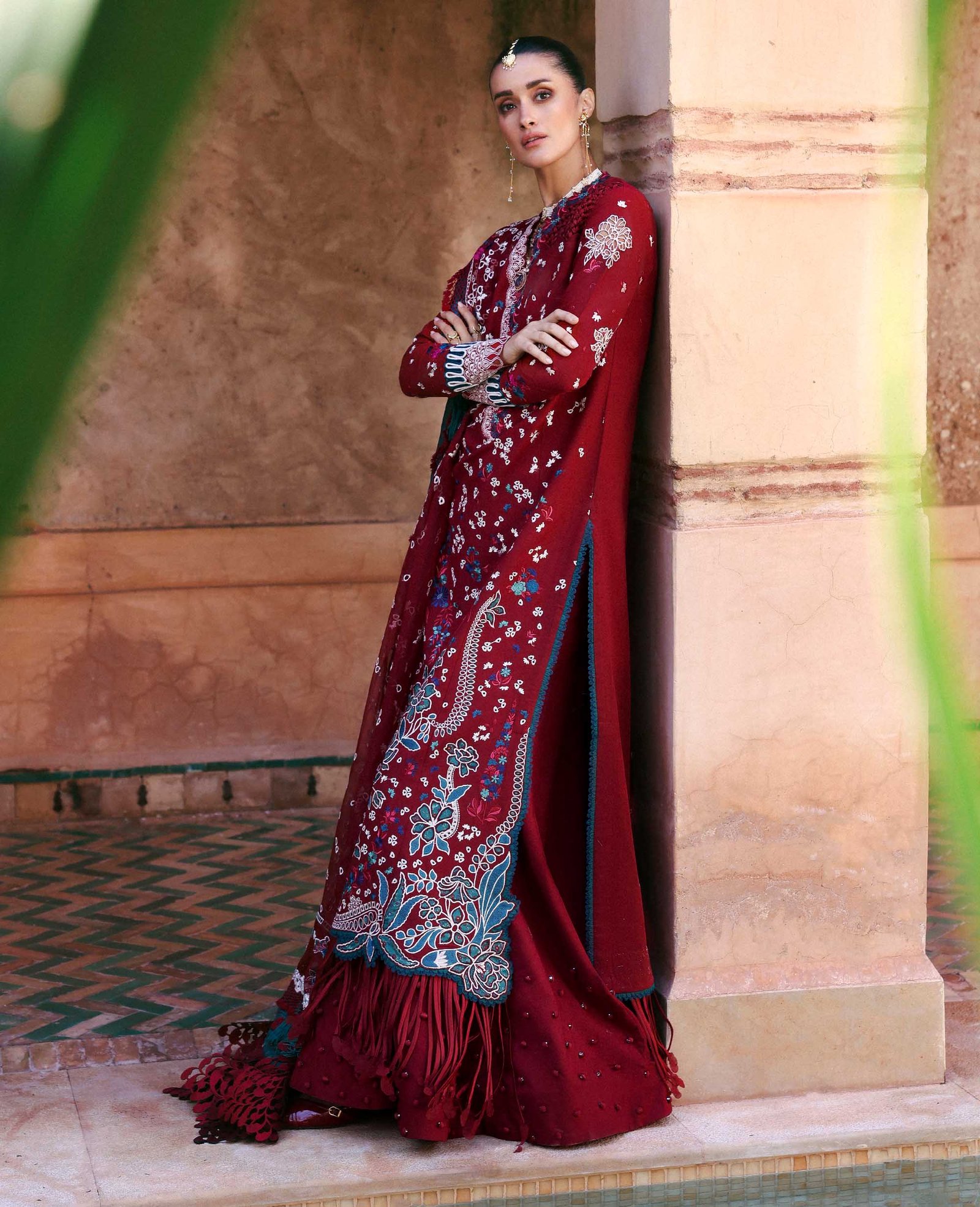 Republic Womens Wear | Reine Luxury Lawn 26 Unstitched Lawn Formal Festive Wear "Red" D7-A | 3Pcs. - Image 4
