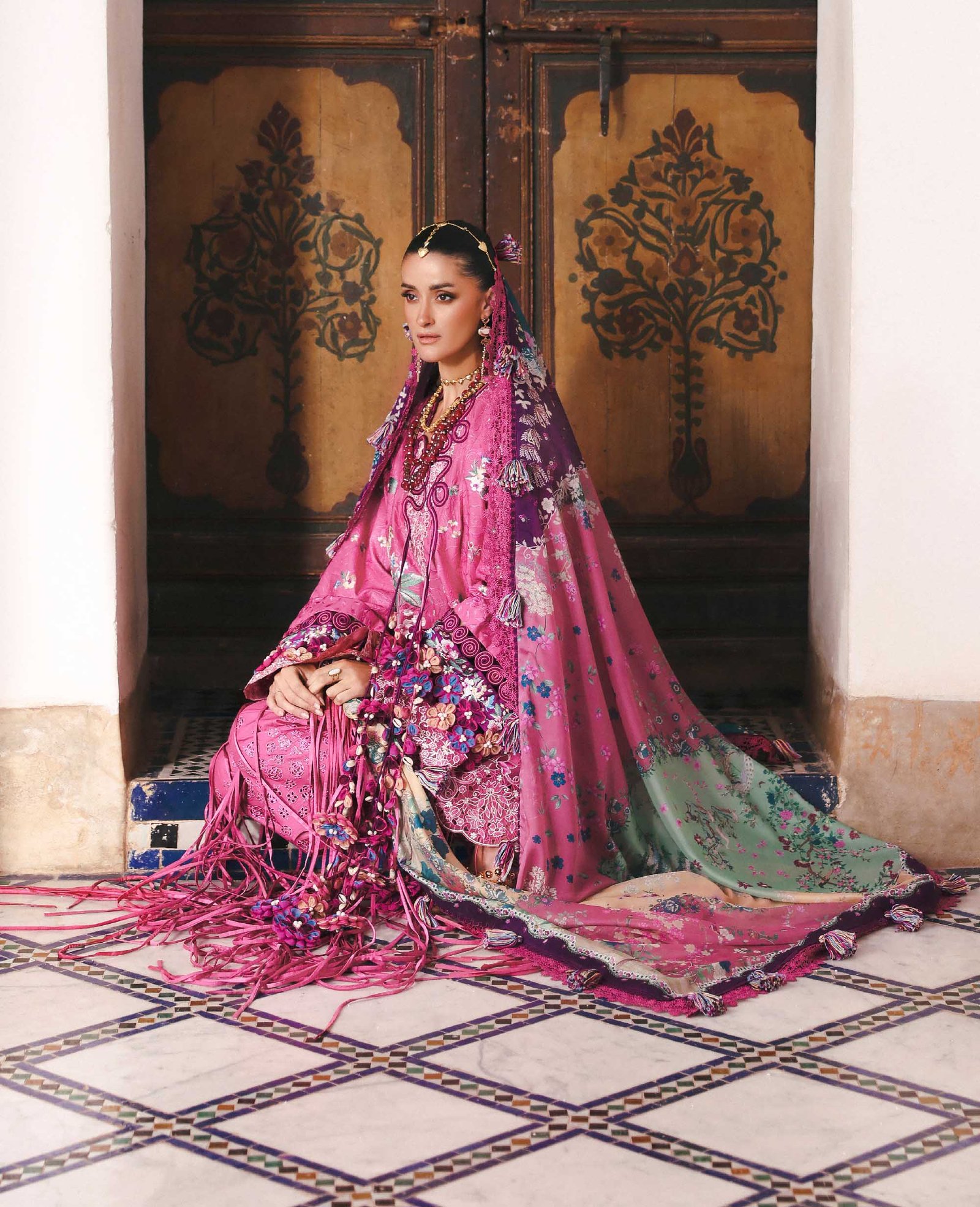 Republic Womens Wear | Reine Luxury Lawn 26 Unstitched Lawn Formal Festive Wear "Pink" D8-A | 3Pcs. - Image 4